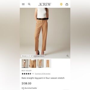 J. Crew Slim Ankle Trousers in Camel